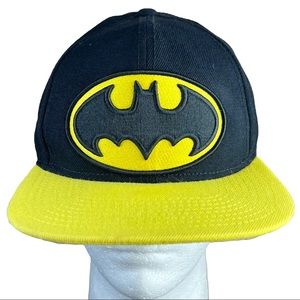 Vintage Batman Bat Symbol Black Yellow Wool Blend Snapback Hat Cap